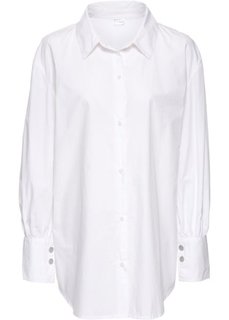 Рубашка-оверсайз с широкими манжетами (белый) Bonprix