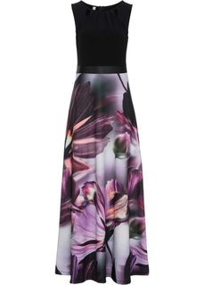 Платье с цветочным принтом (черный/лиловый в цветочек) Bonprix