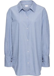 Рубашка-оверсайз с широкими манжетами (белый/нежно-голубой в полоску) Bonprix
