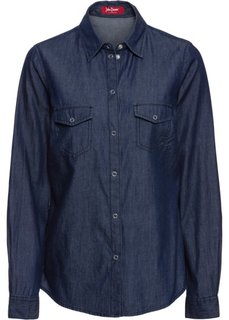 Джинсовая блузка с принтом (синий) Bonprix
