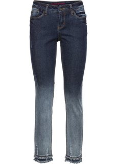 Брюки с переходом оттенков и открытыми краями (темный деним) Bonprix