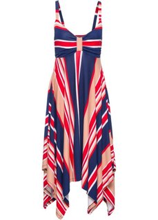 Трикотажное платье с асимметричной юбкой − классика гардероба (темно-синий/ярко-розовый/розовый в полоску) Bonprix