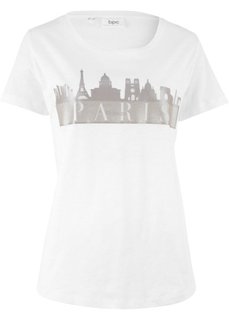 Футболка с коротким рукавом (белый с рисунком «Париж») Bonprix