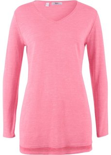 Пуловер с асимметричным нижним краем (ярко-розовый меланж) Bonprix