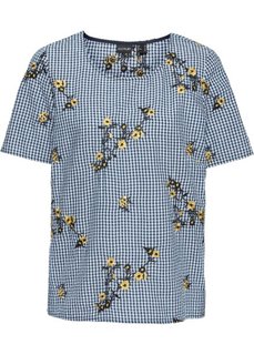 Блузка с вышивкой (темно-синий/белый в клетку) Bonprix