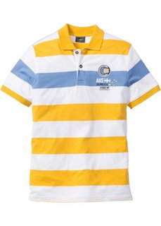 Полосатая футболка Regular Fit с воротником-поло (ярко-желтый/белый/голубой в полоску) Bonprix