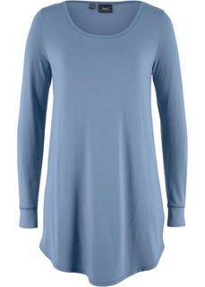 Удлиненная футболка с длинными рукавами (синий матовый) Bonprix