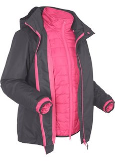 Функциональная куртка 3 в 1 (антрацитовый/ярко-розовый) Bonprix