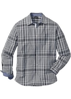 Клетчатая рубашка Regular Fit с длинным рукавом (черный/белый в клетку) Bonprix