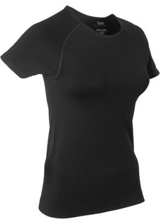 Бесшовная спортивная футболка с коротким рукавом (черный) Bonprix