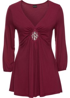 Футболка с рукавами 3/4 и драпировкой (красный) Bonprix