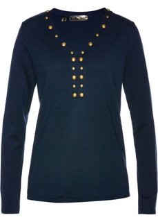 Пуловер (темно-синий/золотистый) Bonprix