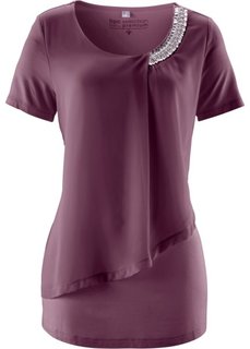 Футболка с воланами (ягодный) Bonprix
