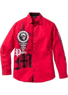 Рубашка Slim Fit с длинным рукавом (красный) Bonprix
