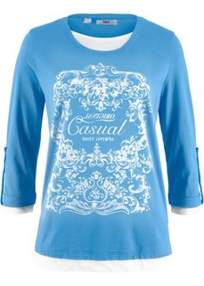 Футболка 2 в 1 с рукавом 3/4 (голубой) Bonprix