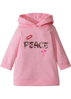 Трикотажное платье с капюшоном (меланж розовой пудры/серебристый) Bonprix