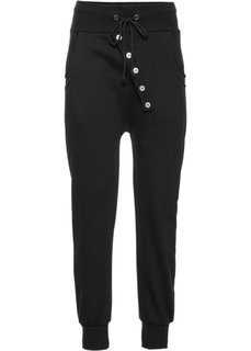 Трикотажные брюки с длинной линией пуговиц (черный) Bonprix