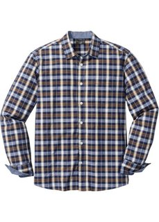 Клетчатая рубашка Regular Fit с длинным рукавом (синий/желтый в клетку) Bonprix