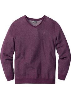 Пуловер Regular Fit с V-образным вырезом (ягодный меланж) Bonprix