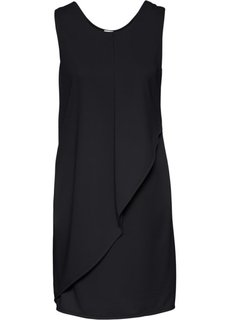 Трикотажное платье с воланами (черный) Bonprix