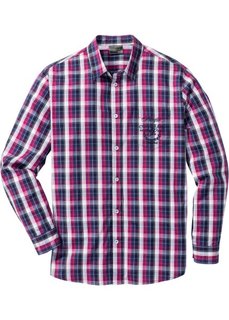 Клетчатая рубашка Regular Fit с длинным рукавом (красная ягода/синий в клетку) Bonprix