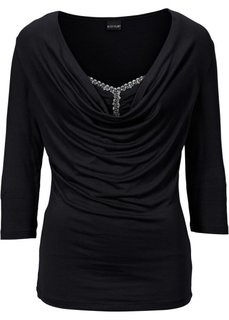 Футболка с аппликаицей у выреза (темно-синий) Bonprix