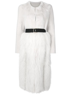 belted long fur coat Blancha