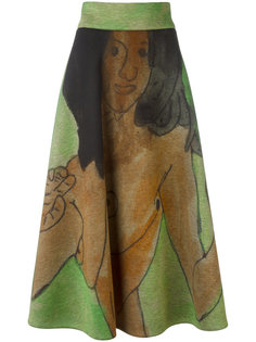 юбка миди с рисунком Christopher Kane