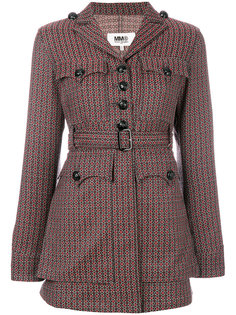 жаккардовый пиджак с поясом в стиле 70-х Mm6 Maison Margiela