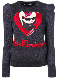 топ со сборками на плечах и блестками Love Moschino