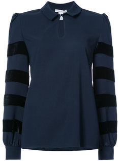 velvet striping longsleeved blouse Oscar de la Renta