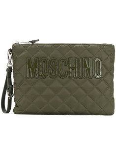 стеганый клатч с логотипом Moschino