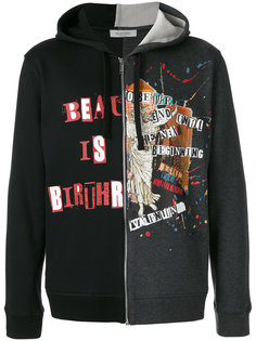 contrast panel zipped hoodie Valentino