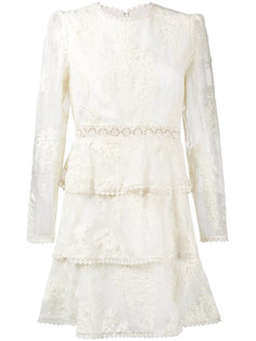 floral embroidered sheer tiered dress Zimmermann