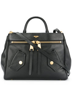 logo embossed shoulder bag Moschino