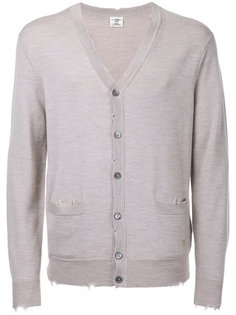 distressed V-neck cardigan  Kent &amp; Curwen