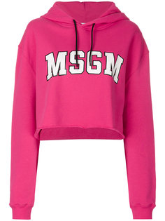 cropped logo hoodie MSGM