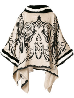 fur trim cashmere cape Etro