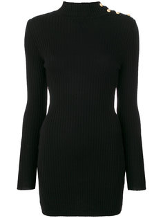 платье с высоким горлышком с заворотом Balmain