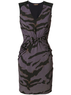 платье с принтом в виде полосок зебры  Roberto Cavalli