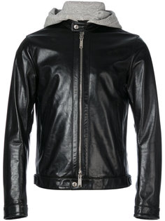 hoodie insert leather jacket Dsquared2