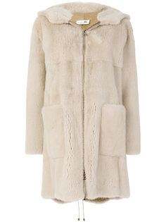 hooded mid fur coat Manzoni 24