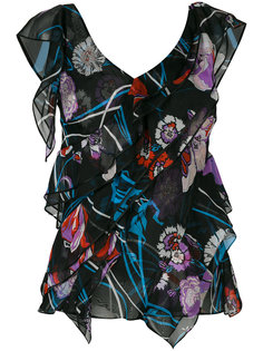 блузка с рюшами и цветочным принтом Emilio Pucci