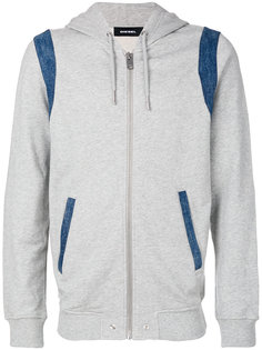 denim inset zipped hoodie Diesel