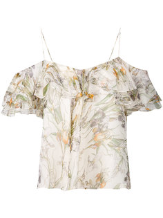 floral frill cold shoulder top Alexander McQueen