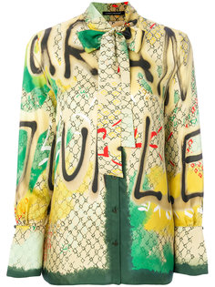 graffiti print neck tie shirt Luisa Cerano