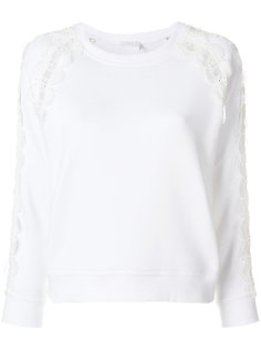 scalloped lace insert sweatshirt Chloé