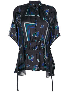 geometric and floral print sheer blouse Sacai