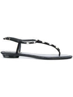 beaded T-strap flat sandals René Caovilla