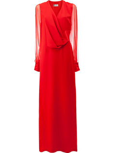 sheer sleeve pleated detail gown Lanvin